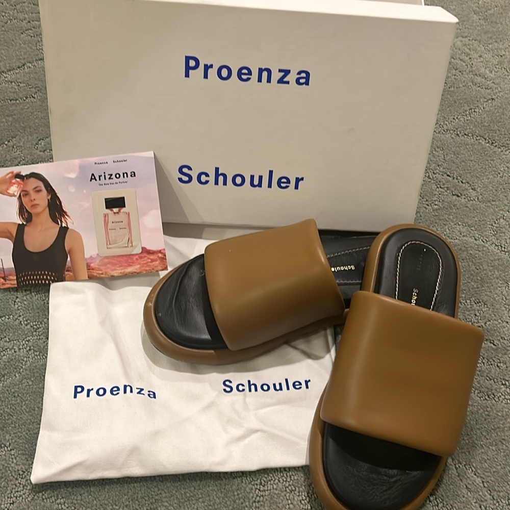 Proenza schouler pipe open toe slides size 7 includes box dust bag and perfume